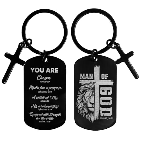 Keychain for Men Boys, Dog Tag Style Key Chain, Black Key Rings Birthday Christmas Veteran Day Gifts - style: Christian
