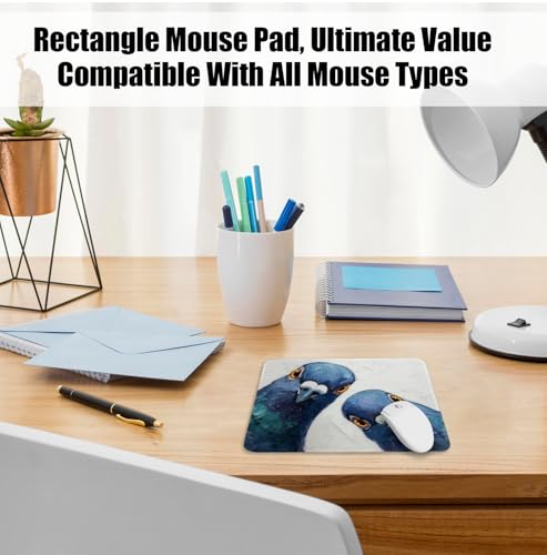 Whimsical Blue Pigeon Mouse Pad for Desk, Pigeon Lover Gifts, Quirky Mid Century Blue Bird Mousepads with Anti-Slip Rubber Base for Computer Laptop Home Office Desk Accessories, 9.5x7.9 Inch - color: Square mouse pad-dove