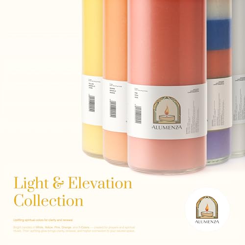 3pk Yellow Amarillo 90hr | 7-Day Prayer Candles - Glass Jar Veladoras, Unscented Paraffin Wax | Success, Luck & Confidence Novena - Catholic Hispanic Church Altar, Memorial Vigil & Prosperity - color: Yellow