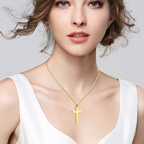 Dletay Cremation Necklace for Ashes Stainless Steel Cross Pendant Urn Necklace Memorial Keepsake Jewelry for Men Women - color: Gold