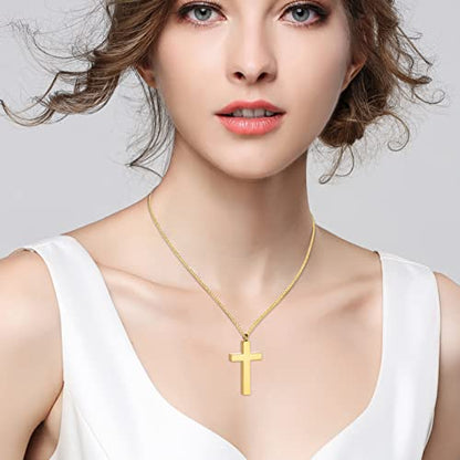 Dletay Cremation Necklace for Ashes Stainless Steel Cross Pendant Urn Necklace Memorial Keepsake Jewelry for Men Women - color: Gold