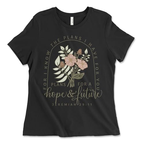 Christian Shirts for Women, Bible Verse Scripture, Jesus Faith Graphic Tee - color: Jeremiah 29:11 - Black, size: X-Large