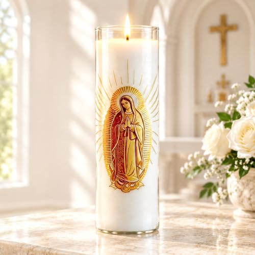 Guadalupe Beeswax Pillar Candle, 68Hr Burn, 1 Pack, White - color: White