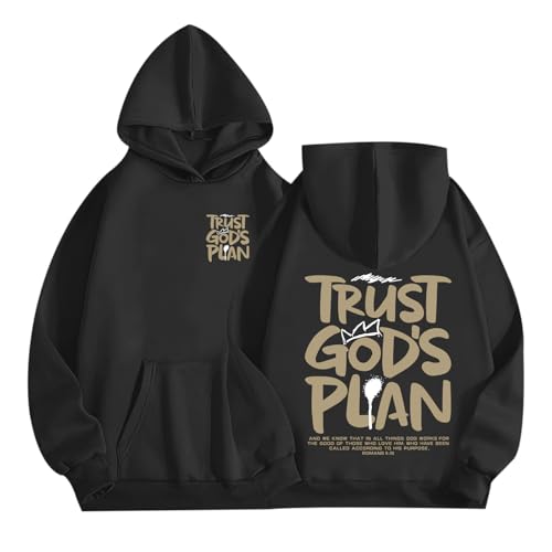Christian Hoodies for Men Jesus Hoodie Religious God Sweatshirts Faith Bible Verse Sweatshirt Inspirational Pullover - color: Black, size: Medium