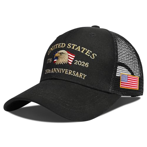 250th Anniversary USA Hat,Adjustable Embroidered Patriotic Baseball Cap,250 Year American Anniversary Merchandise for Unisex - color: A