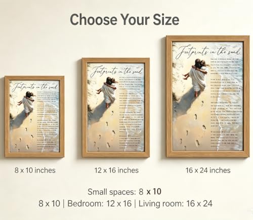 YOXORDQ Footprints in The Sand Poem Canvas Wall art,16x24in - color: Framed Footprints, size: 24"L x 16"W