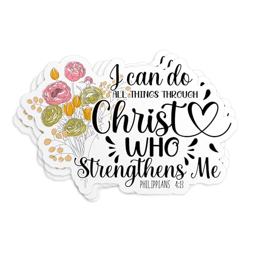 (3Pcs) I Can Do All Things Through Christ Stickers 2" Faith Philippians 4 13 Jesus Bible Verse Decals Christian Waterproof Vinyl Sticker for Laptop Water Bottle Sticker Gifts for Her Him 2 Inches - size: 2 inches