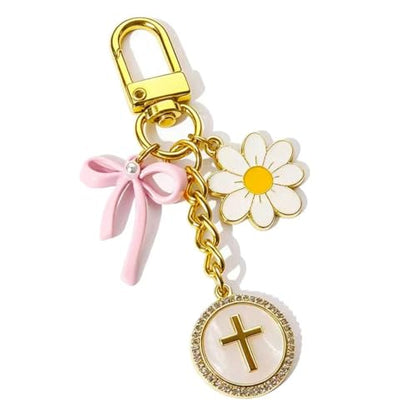 Christian Bag Charm Cross Keychain Purse Charms for Handbags Tote Bags