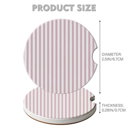 2 Pack Car Coasters for Cup Holders, Cute Car Accessories Interior - color: Pink Stripes