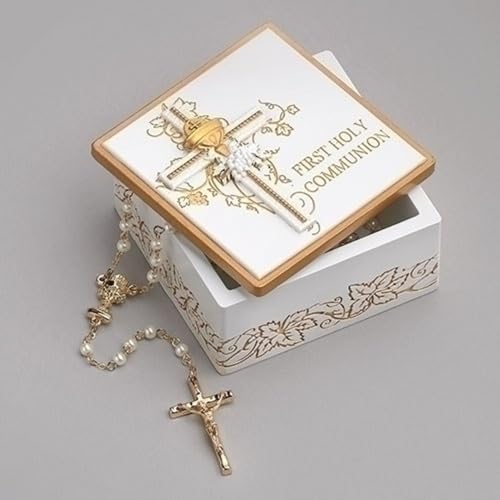 Roman 1st Communion Keepsake Box, 1.75-inch Height, Resin, Stone Powder and Paint, Home, Home Décor
