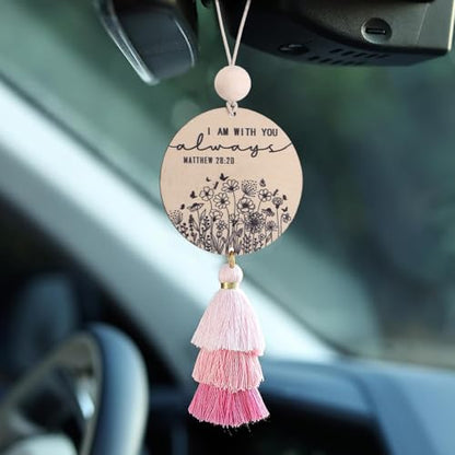 Christian Car Charm Cute Rear View Mirror Accessories for Women - color: Pink