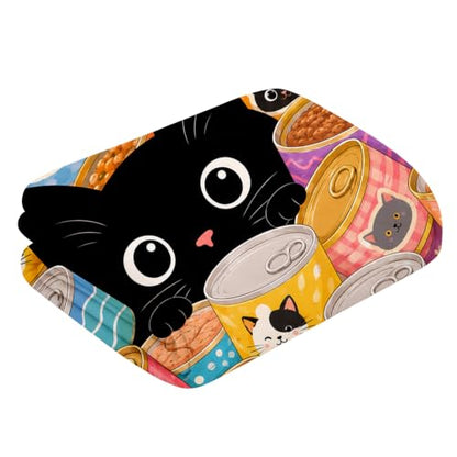 Black Cat Throw Blanket Food Can Kawaii Pet Lover Stuff Gifts 60''X80'' - color: Black Cat, size: 60''x80''