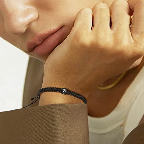 Initial Bracelets for Women Teen Girls Handmade Rope Braided Bracelet for Men Jewelry Birthday Graduation Mother's Day Gifts for Mom Wife Girlfriend Her Friends - style: E