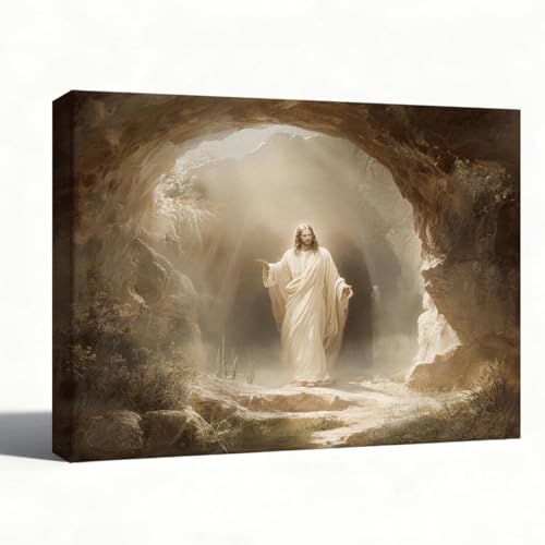 RTVJTERQ Religious Canvas Wall Art, Jesus Empty Tomb Resurrection Picture, Easter Christian Religious Wall Decor for Living Room Bedroom Church Prayer Room 8x10 Inch - color: Patriotic 04