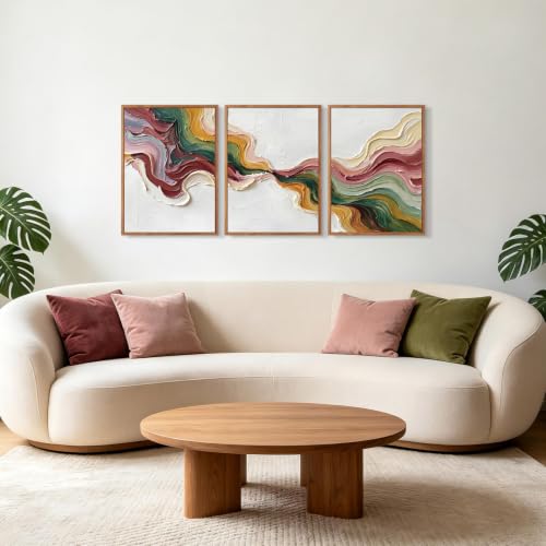 CHDITB 3D Textured Abstract Wave Framed Wall Art, Flowing Ribbon Painting - color: 3d Wave