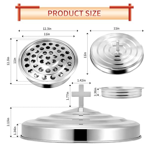 Stainless Steel Communion Tray with Lid - 40 Holes Church Communion Supplies Set, Stackable Worship Tray for Church Services, Weddings & Gatherings (Silver, Cups Not Included) - color: Silver Communion Tray