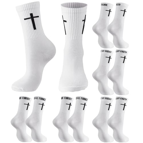 Chicingyou Christian Cross Socks for Men Youth, Us Size 6-12 - color: White