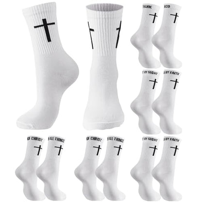 Chicingyou Christian Cross Socks for Men Youth, Us Size 6-12 - color: White