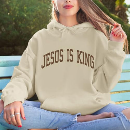 Sulayesh Christian Jesus Loves You Hoodies Women Religious Faith God Jesus Is King Sweatshirts Bible Verse Inspirational Tops - color: Apricot, size: Small