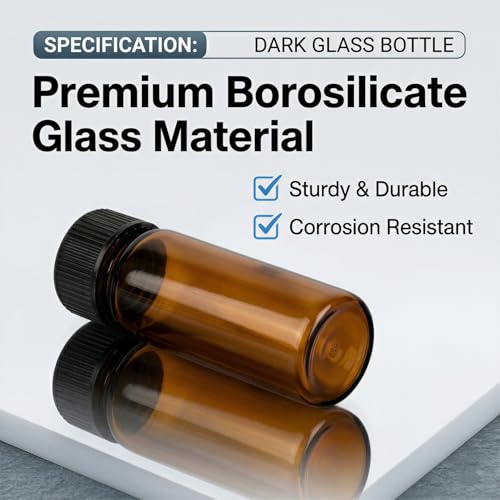 100Pcs 2ml Amber Glass Vials with Caps - Mini Essential Oil Sample Bottles (5/8 Dram) - Leak Proof UV Resistant Tiny Jars for Perfume Decants, Lab Reagents & Travel Samples - color: Amber, size: 2ML