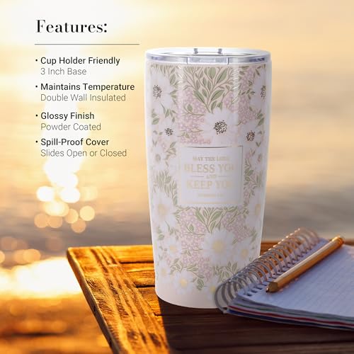 Christian Art Gifts Numbers 6:24 Pink Floral Stainless Steel Travel Tumbler - color: Lord Bless You/Pink & White Floral