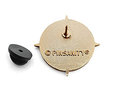 Pinsanity Black and Gold Retro Compass Enamel Lapel Pin