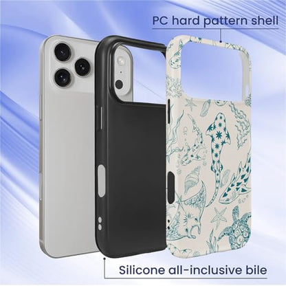 Case for iPhone 17 Pro/18 Pro,Drop Protection Hybrid 2-Layer Hard Phone Cover-Ocean Animal Whale Shark-Blue - color: Ocean Animal Whale Shark-Blue, size: iPhone 17 Pro/18 Pro