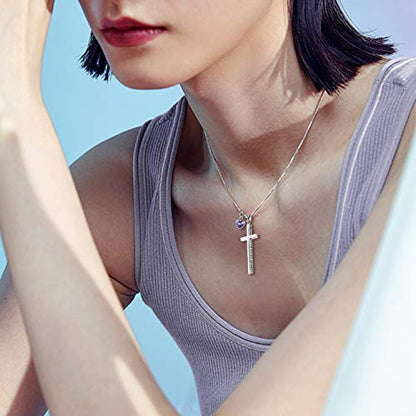 POPLYKE Cross Necklace 925 Sterling Silver Philippians 4:13 I Can Do All The Things Inspirational Necklace Gifts for Women Men 20+2'' - color: silver-02 February
