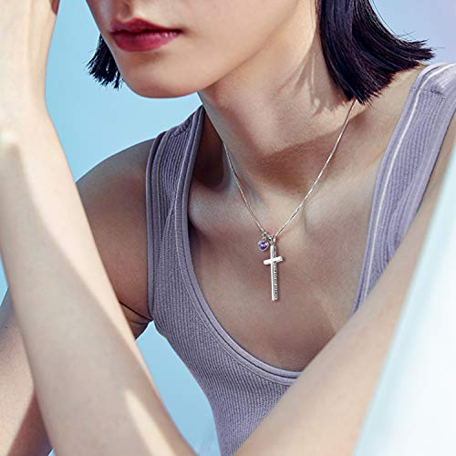 POPLYKE Cross Necklace 925 Sterling Silver Philippians 4:13 I Can Do All The Things Inspirational Necklace Gifts for Women Men 20+2'' - color: silver-02 February
