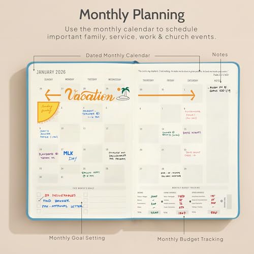 2026 Christian Planner & Prayer Journal | Strengthen Your Relationship with God and Better Navigate His Path for You | Daily Planner w/Bible Verses, Prayer Prompts, & Habit Tracking (Blue) - color: Blue