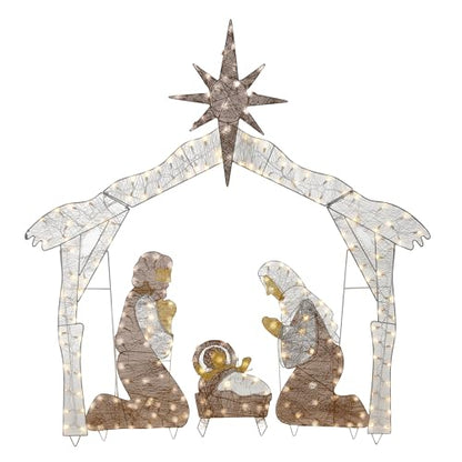 National Tree Company 6ft Pre-lit Artificial Crystal Holy Family Nativity