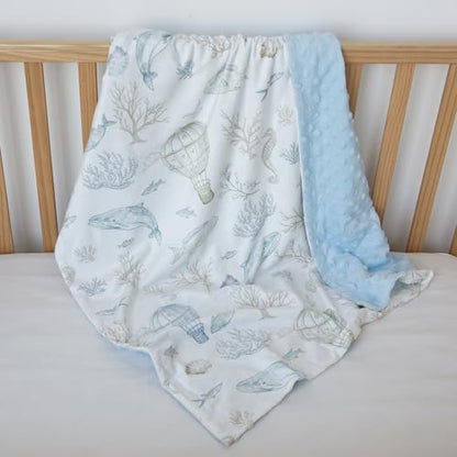 Fleece Baby Blankets for Girls & Boys, Infant Toddler Blanket - color: Light Blue Whale