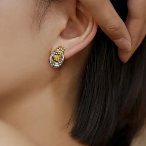 14K Gold Earring Cross Waterdrop Butterfly Heart Knot Earrings for Women Gold Silver Cross Leverback Drop Gold Silver Teardrop Hoop Dangle Earring White Gold Dangle Drop Earring - color: Two Tone-Statement Knot Dangle Earring