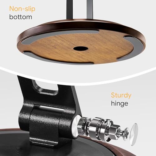 Dual Folding Phone Desk Stand, Wood, Black - color: Black