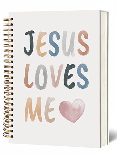 Bible Notebook, A5 Spiral Christian Journal with Floral Pink Butterfly Notebook, Jesus Loves Me, Inspirational Notebooks for Women, Bible Study, Gift for Birthday Christmas - color: Rainbow-LOVES
