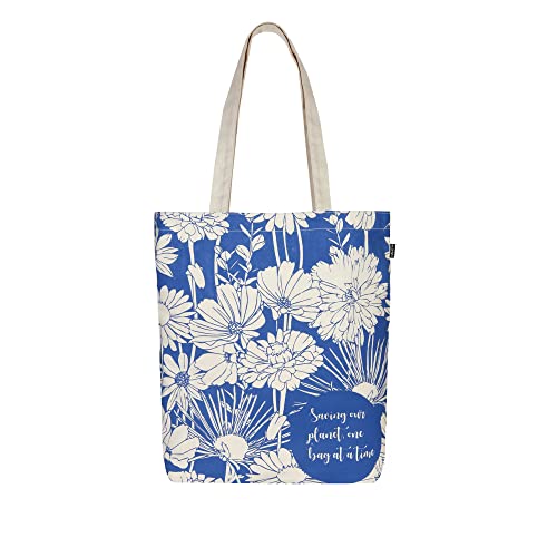 Ecoright Tote Bag for Women with Zipper, Small Tote Bag, Canvas Bag, Reusable Cotton Bag for Beach, Grocery, School & Work - color: Flowers