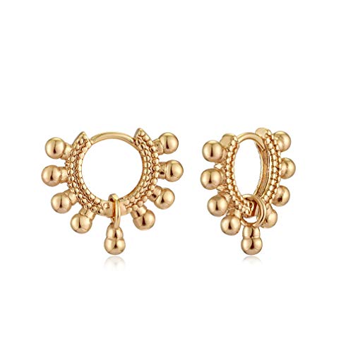 VACRONA Gold Heart Hoop Earrings Huggie Earrings for Women 14k Gold Plated Small Hoops Earrings - color: gold ball