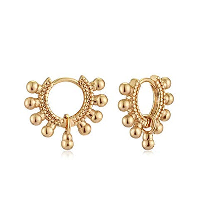 VACRONA Gold Heart Hoop Earrings Huggie Earrings for Women 14k Gold Plated Small Hoops Earrings - color: gold ball