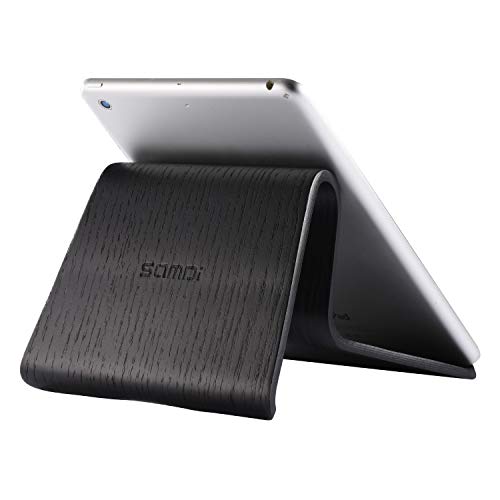 SAMDI Wooden Tablet Stand: Dock for iPad 2017 Pro 9.7, 10.5, Air Mini 2 3 4, Kindle, Tab, E-Reader, Other Tablets (4-13 inch) - Oak Wood Black - color: Oak Wood Black