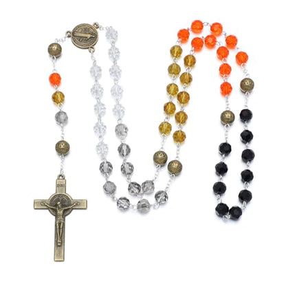 KOMI Crystal Rosary Beads with Jesus Crucifix, Catholic Necklace for Women First Communion Rosarios Wedding Rosary with Velvet Bag - style: 8MM-C