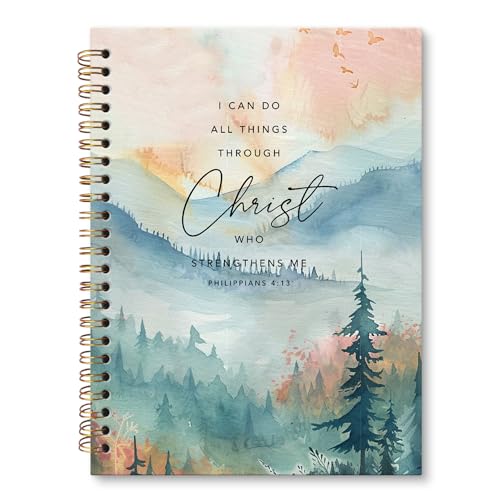 Christian Notebook Journal, I Can Do All Things Through Christ Scripture Journal for Women, Nature Landscape Bible Journaling Notebooks for Note Taking, Spiral Notebook 5.5x8.3 Inch - color: PHILIPPIANS 4:13