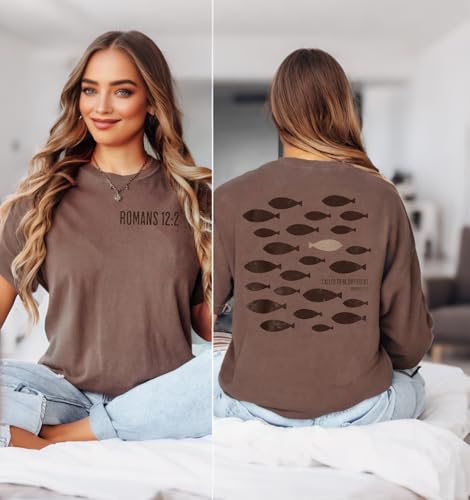 Christian T-Shirt Women Faith Inspirational Graphic Shirts Tee Short Sleeve Religious Bible T Shirt Tops - color: Coffee Brown-1, size: Medium