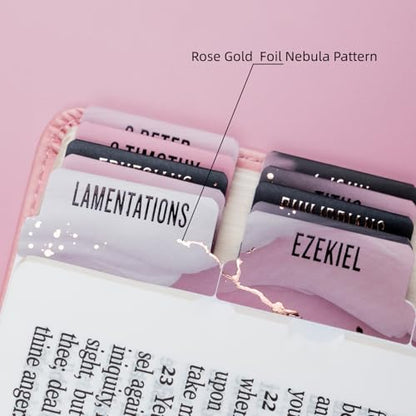 UPAFEXXI-Bible Tabs for Women and Men, 3D Gold Foil Embossed Lettering - color: Pink5