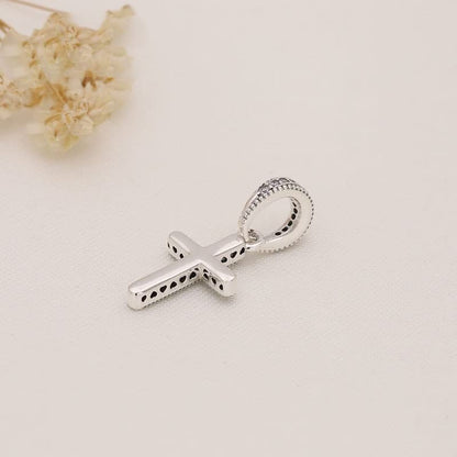 Sport Religious Charm 925 Sterling Silver Pendant,Jewelry Beads Gifts for Women Bracelet&Necklace - color: Sparkling Cross