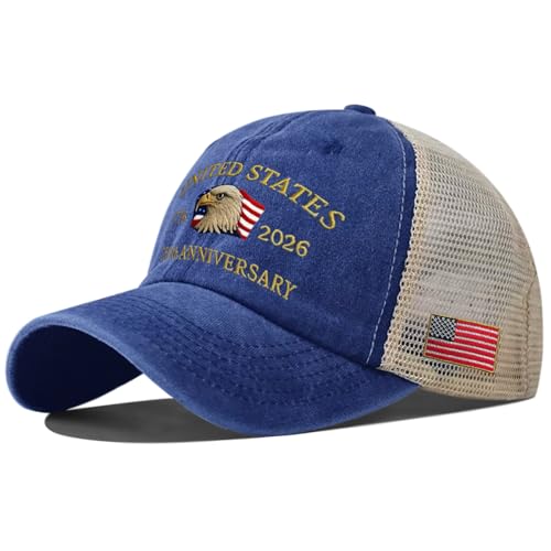 250th Anniversary USA Hat,Adjustable Embroidered Patriotic Baseball Cap,250 Year American Anniversary Merchandise for Unisex - color: B