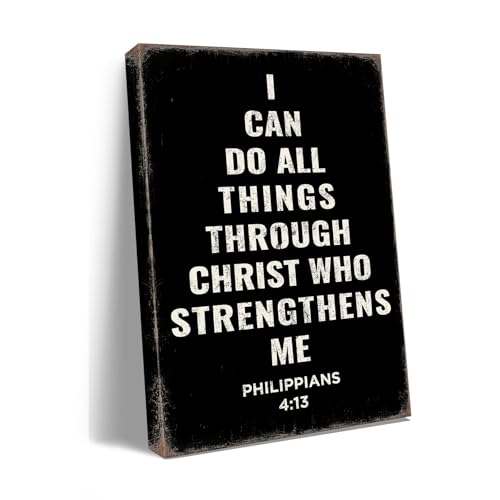 Philippians 4:13 Wall Art for men - I Can Do All Things Through Christ Who Strengthens Me - Christian Inspirational Posters for Office, Man Cave, Gym - Motivational & Spiritual Gifts for christians,pastor A-431 - color: Christian Gifts for men, size: 12"W