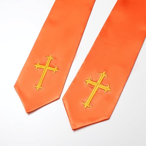 Clergy Stole & Choir Stole with Embroidered 60/72" - color: Orange, size: 72 inch