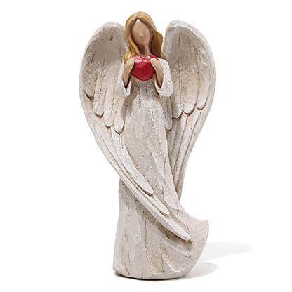 Hodao 8.75inch Resin Praying Angel Sculpture Figurine, with Hear - style: with heart
