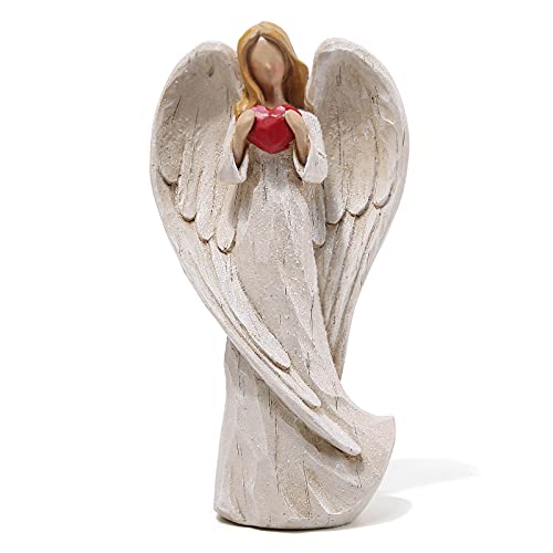 Hodao 8.75inch Resin Praying Angel Sculpture Figurine, with Hear - style: with heart