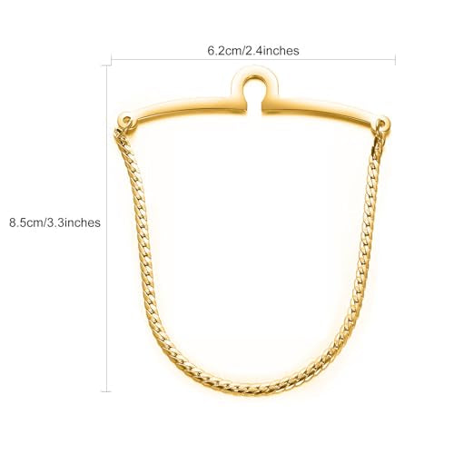 2Pcs Tie Chain for Men Classic with Double Single Gold Silver Elegant Chain Tie Cilp - color: gold single chain (two)